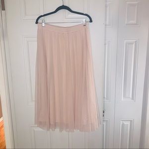 Blush and white Swiss dot tulle midi skirt from H&M Size L NWT